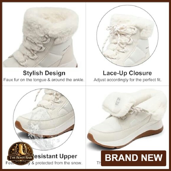 Women's Winter Snow Boots Waterproof Faux Fur Ankle Booties Wedge Heel - Picture 4 of 7